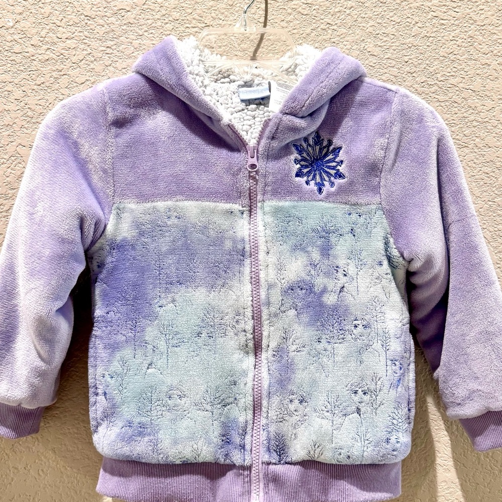 Disney Frozen Girl’s Purple Full Zip Hooded Jacket Size 6